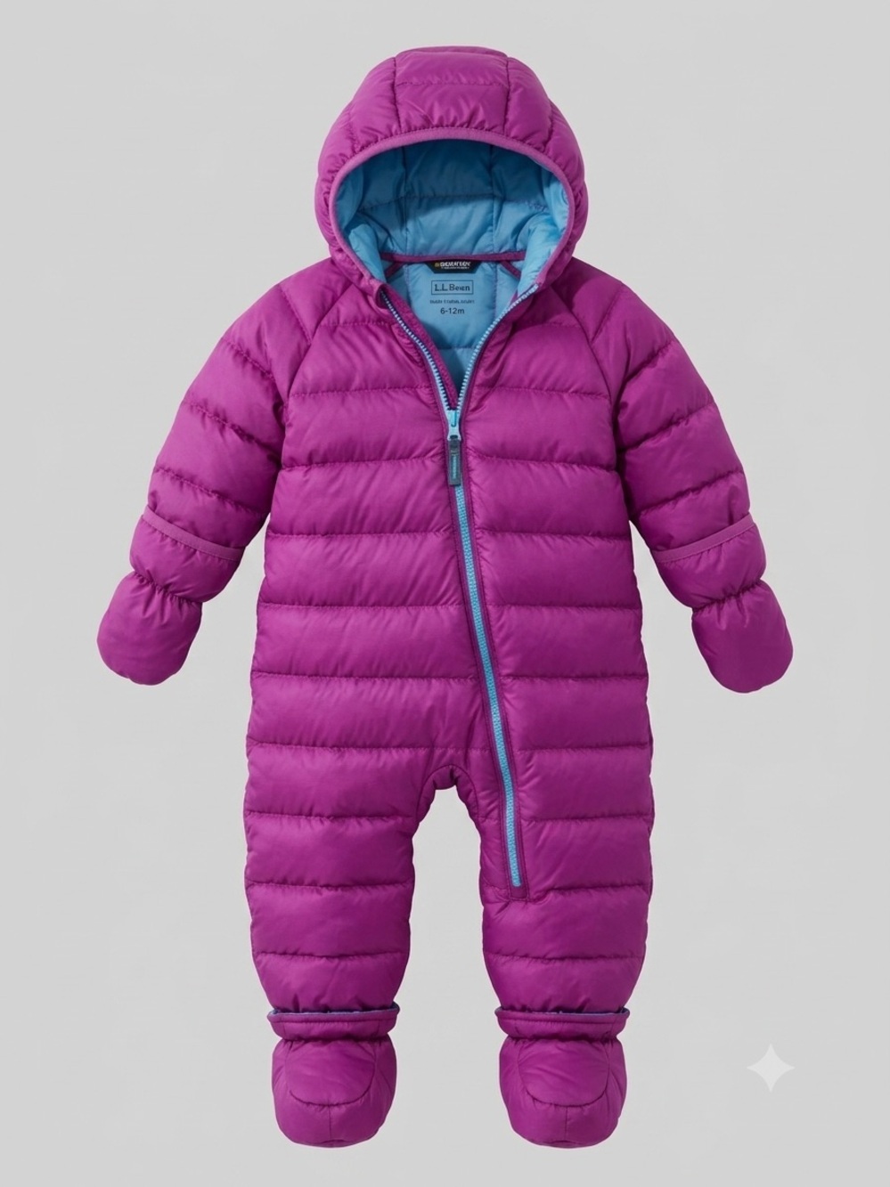L.L. Bean Infant Ultralight 650 Down Bunting Snowsuit Purple 6-12M DownTek